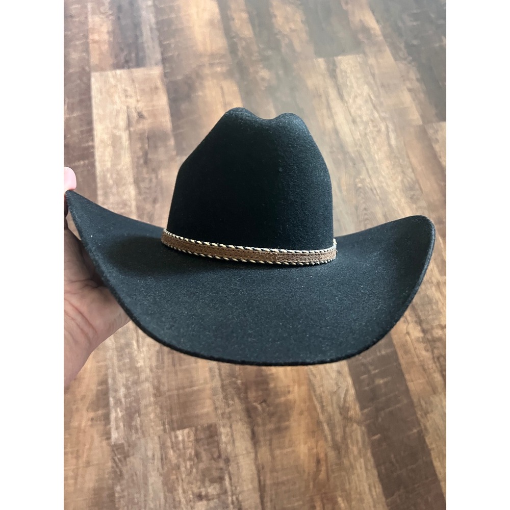 Stetson American Buffalo Collection Black Wool Cowboy Hat Mens 6 7/8 Made in USA - Picture 2 of 8